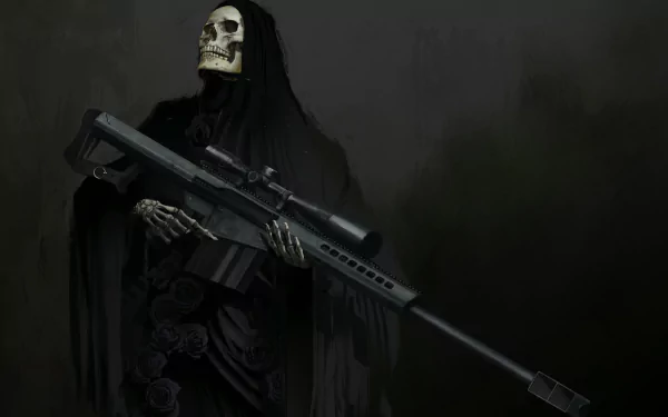sniper rifle weapon skull dark grim reaper HD Desktop Wallpaper | Background Image