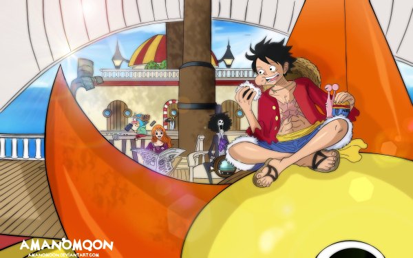 Anime One Piece Sanji Tony Tony Chopper Monkey D. Luffy Brook Nami Eating HD Wallpaper | Background Image