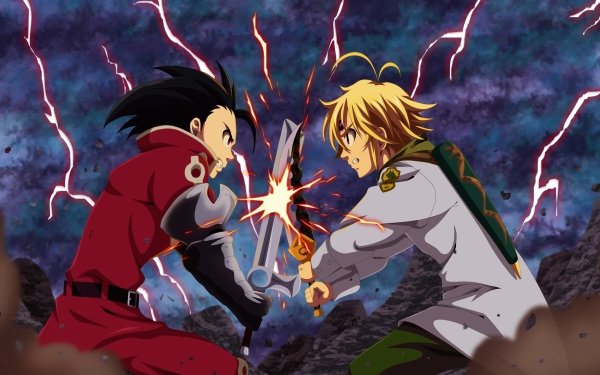 Anime The Seven Deadly Sins Zeldris Meliodas Sword Dagger Blonde Black Hair HD Wallpaper | Background Image