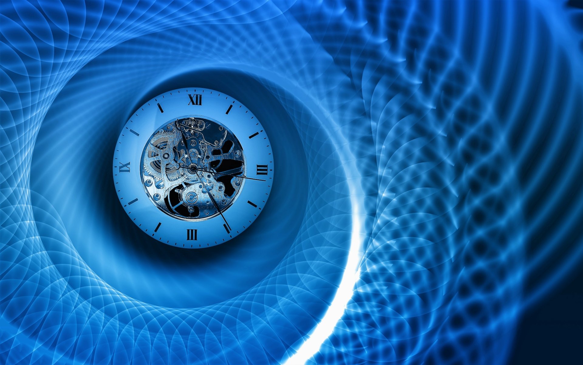 Download Blue Fractal Artistic Clock 4k Ultra HD Wallpaper