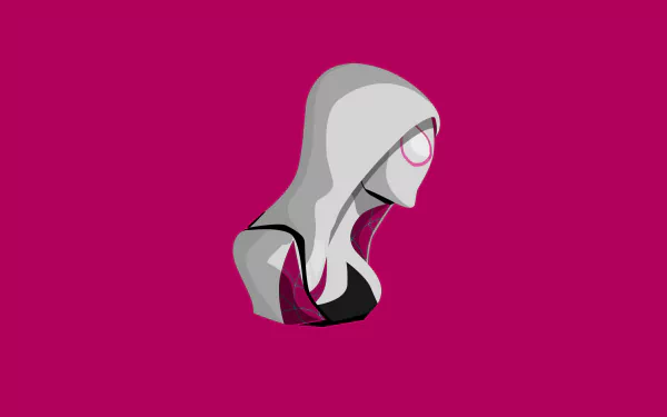 Comic-style 4K Ultra HD PC desktop wallpaper featuring a minimalist grayscale bust of Spider-Gwen against a solid magenta background.