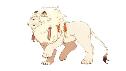 Original anime-style lion with feathered mane accents, rendered as an HD PC desktop wallpaper/background.