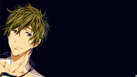 4K Ultra HD PC wallpaper featuring Makoto Tachibana from the anime Free!, with a close-up of his face against a dark background.