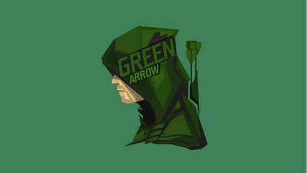 Comic-style Green Arrow portrait in 8K Ultra HD, designed as a PC desktop wallpaper with a minimalist green background.