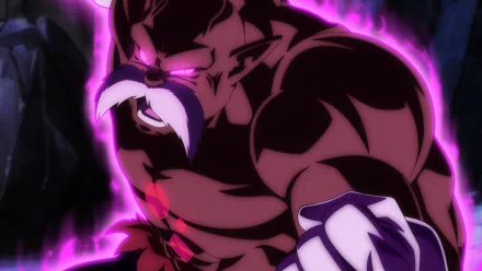 Toppo from Dragon Ball Super unleashes energy with glowing purple aura in this 8K Ultra HD anime wallpaper for PC desktop background.