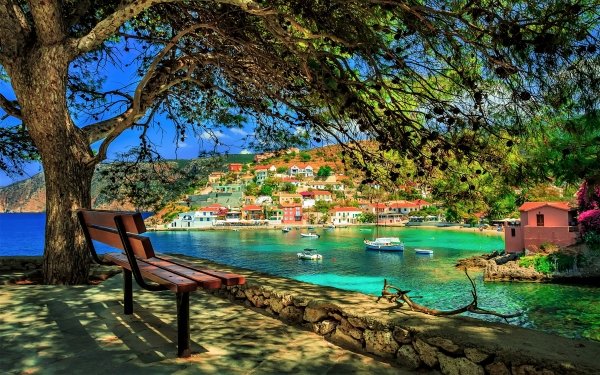 Man Made Village Coast Greece HD Wallpaper | Background Image