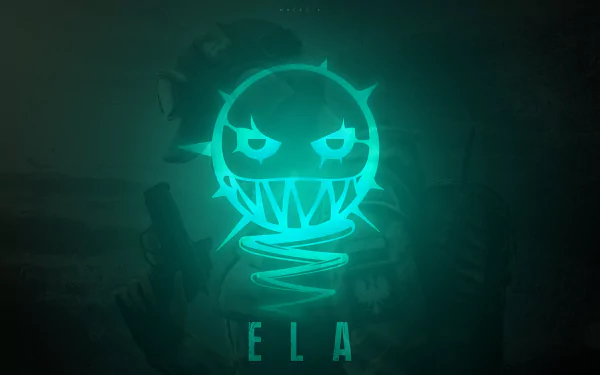 HD desktop wallpaper featuring Ela from Tom Clancy's Rainbow Six: Siege, tagged with Operation Blood Orchid. The glowing logo and dark background reflect the game's intense atmosphere.
