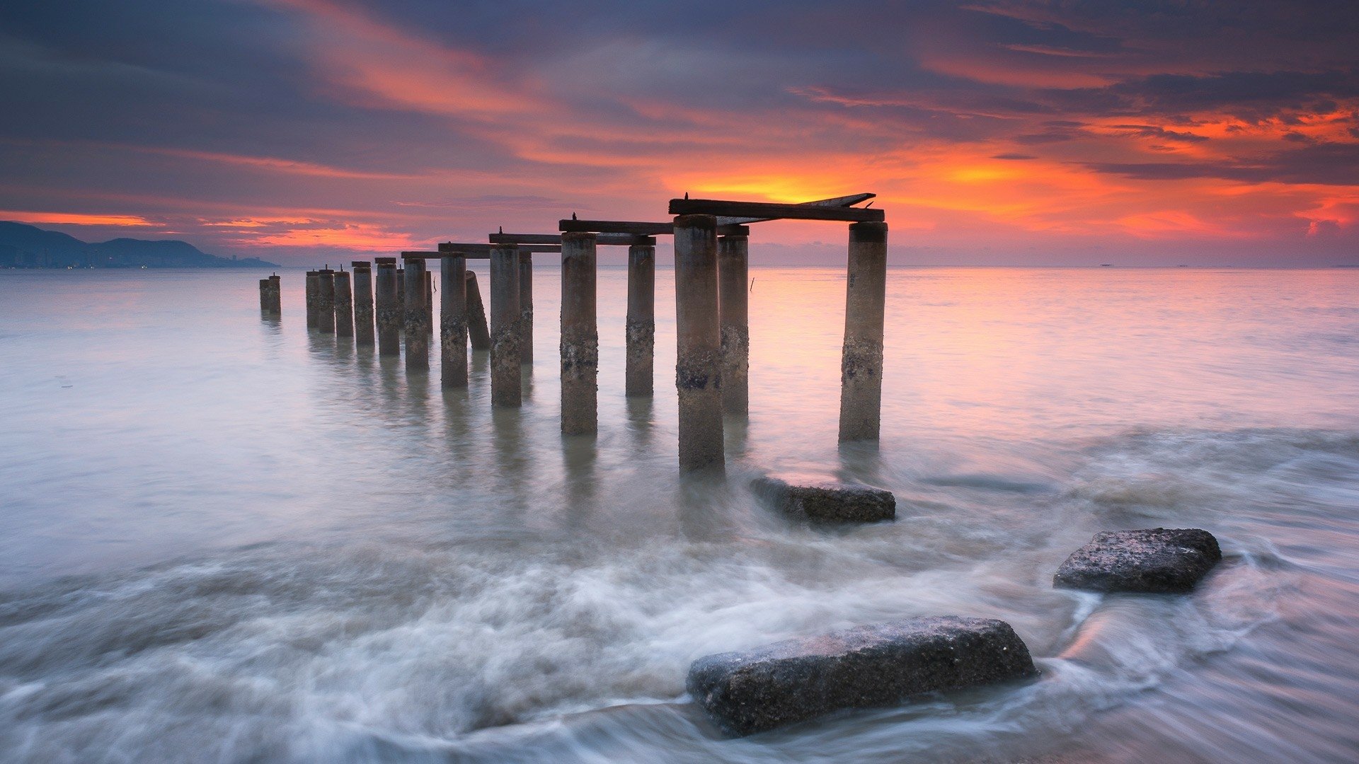 Download Horizon Sea Ocean Nature Sunset HD Wallpaper | 1920x1080 ...