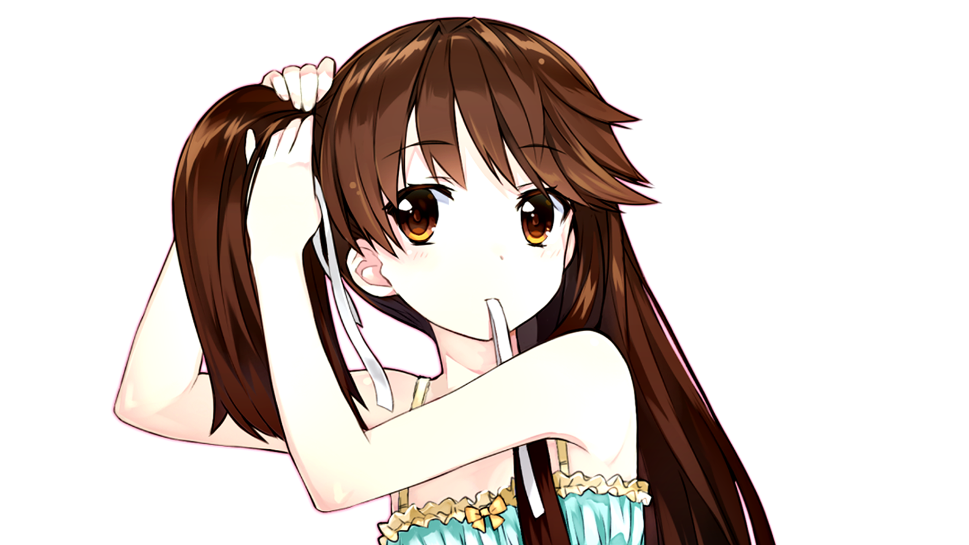 48 Anime Girl Brown Hair Green Eyes 