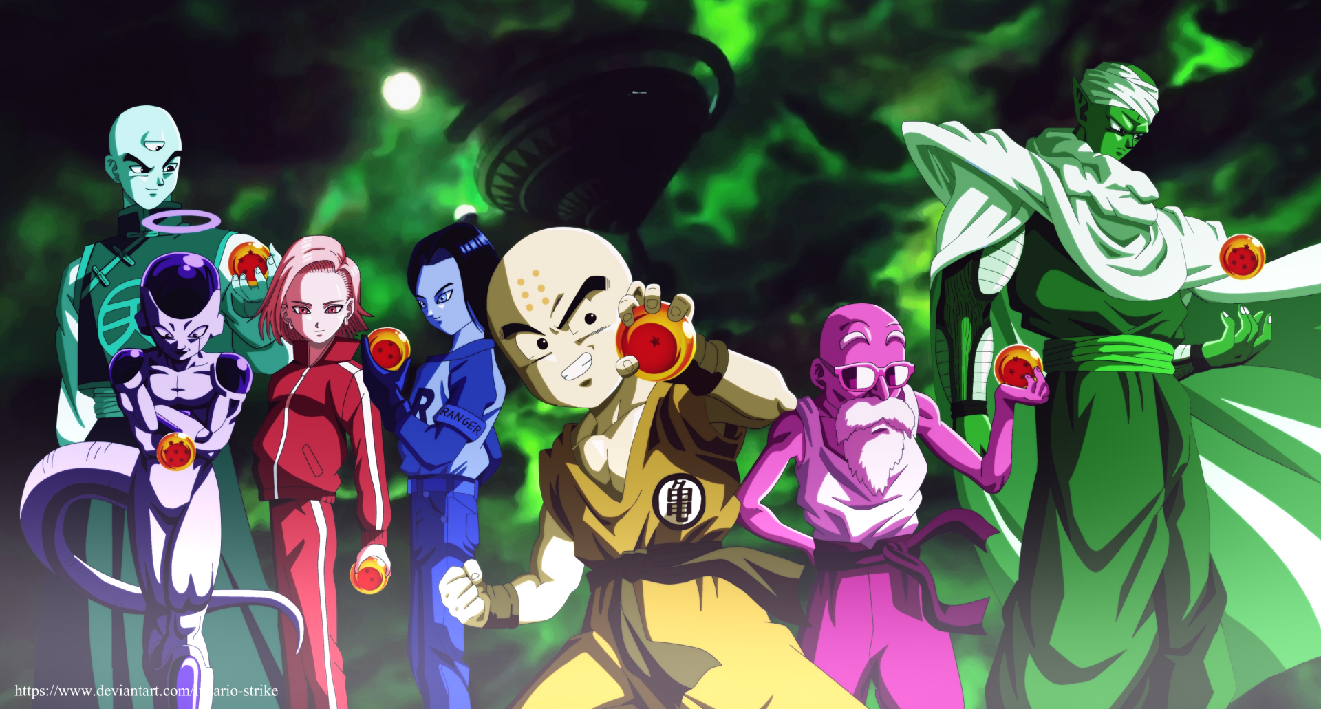 Download Tien Shinhan (Dragon Ball) Android 18 (Dragon Ball) Android 17 (Dragon Ball) Master Roshi (Dragon Ball) Krillin (Dragon Ball) Frieza (Dragon Ball) Piccolo (Dragon Ball) Anime Dragon Ball Super HD Wallpaper by lucario-strike