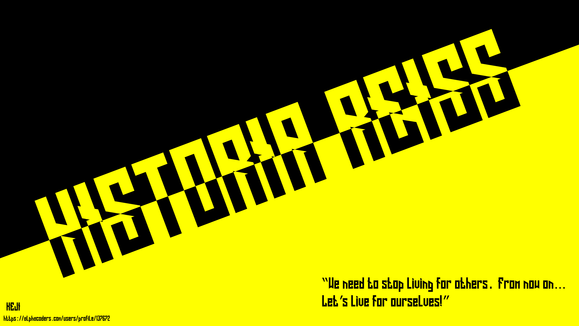8K Ultra HD anime desktop wallpaper: slanted yellow-and-black Historia Reiss text with a small inspirational quote, referencing Attack on Titan.