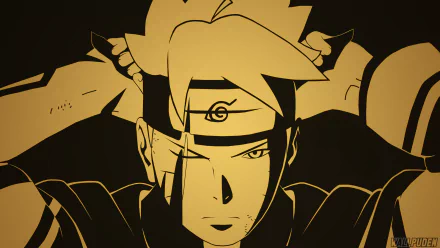 HD PC desktop wallpaper featuring anime character Boruto Uzumaki with intense expression, highlighted in bold shadows and sharp lines from the Boruto series.