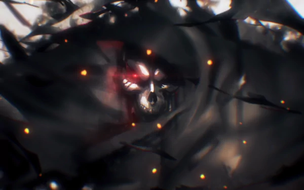 HD desktop wallpaper featuring Ainz Ooal Gown from the anime Overlord, with a dark and intense background.