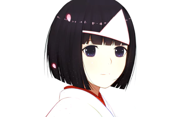 HD anime desktop wallpaper featuring Nora from Noragami, showcasing a close-up of her face with short black hair and traditional attire.