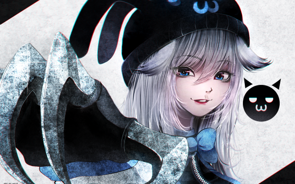 Anime Original Long Hair Hat Grey Hair bow Blue Eyes Smile HD Wallpaper | Background Image