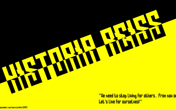 8K Ultra HD anime desktop wallpaper: slanted yellow-and-black Historia Reiss text with a small inspirational quote, referencing Attack on Titan.
