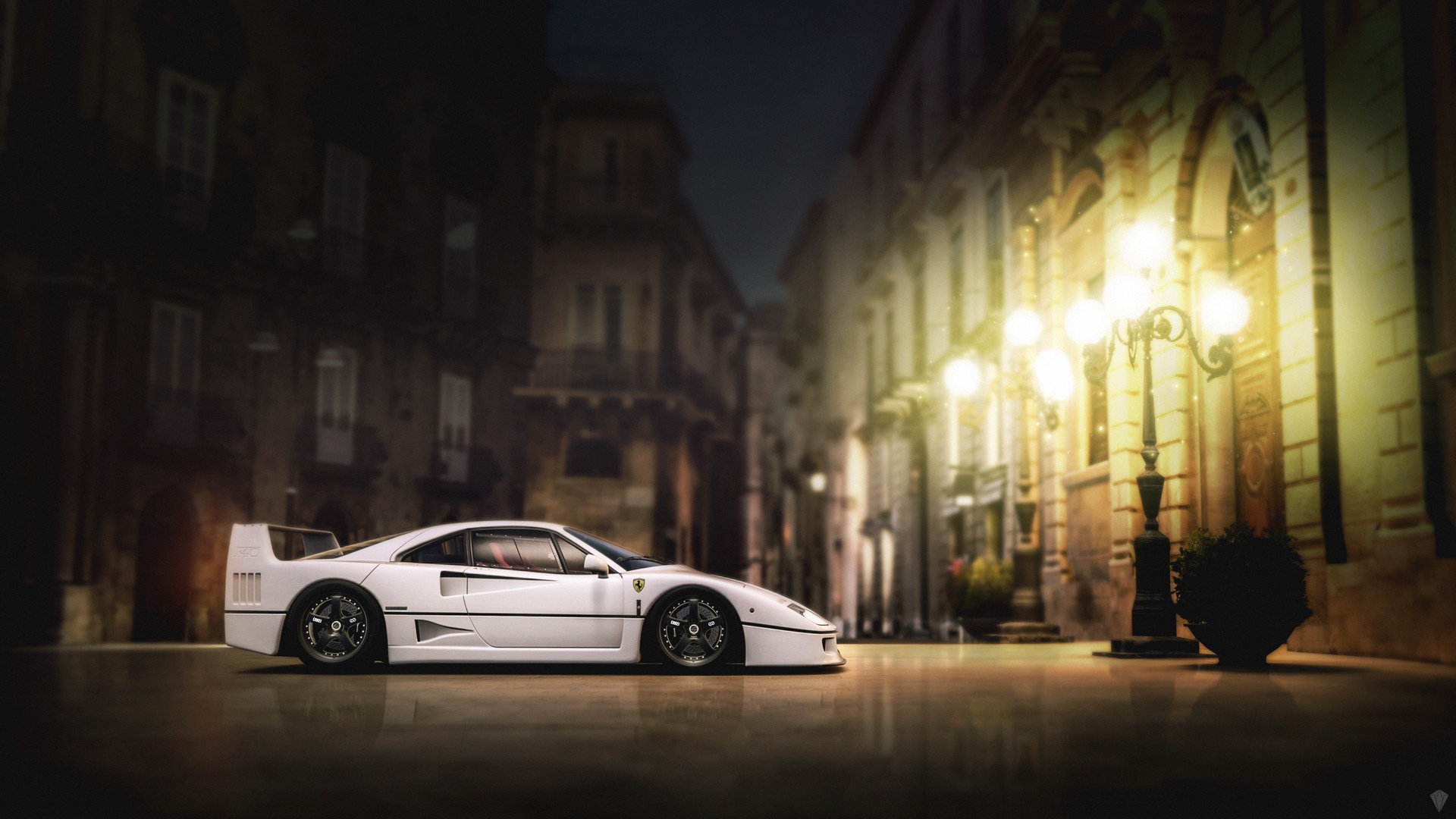 White Ferrari F40 Wallpaper