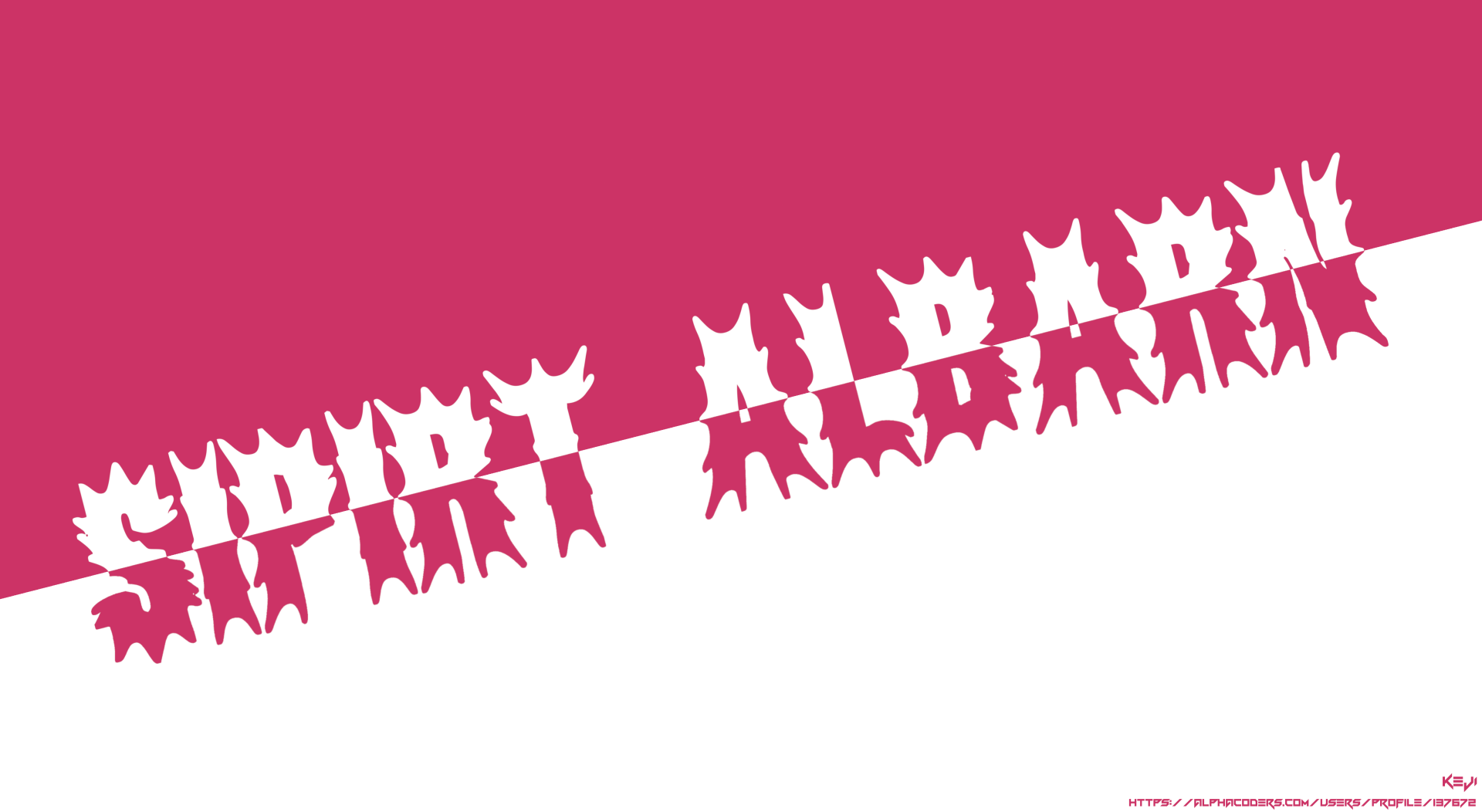 Jagged white SPIRIT ALBARN lettering across a bold magenta diagonal stripe on white — Soul Eater anime 4K Ultra HD PC desktop wallpaper/background.