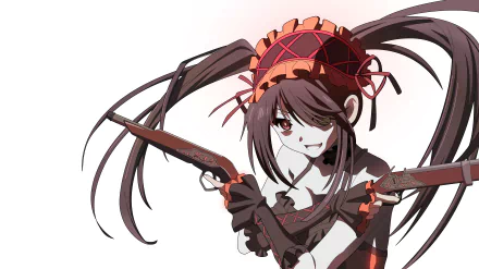 Kurumi Tokisaki from Date A Live in detailed anime style, featured in a 4K Ultra HD PC desktop wallpaper with dynamic pose and vibrant colors.