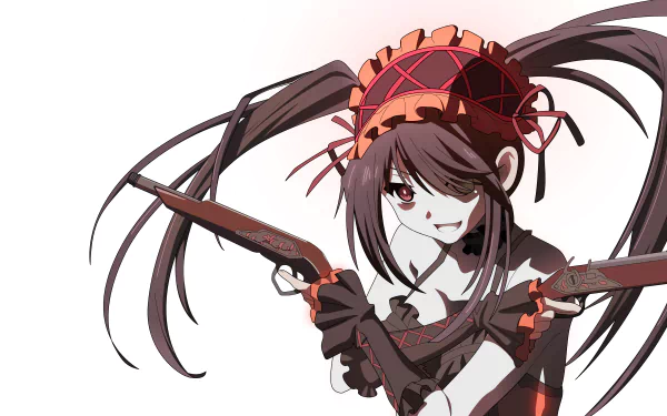 Kurumi Tokisaki from Date A Live in detailed anime style, featured in a 4K Ultra HD PC desktop wallpaper with dynamic pose and vibrant colors.