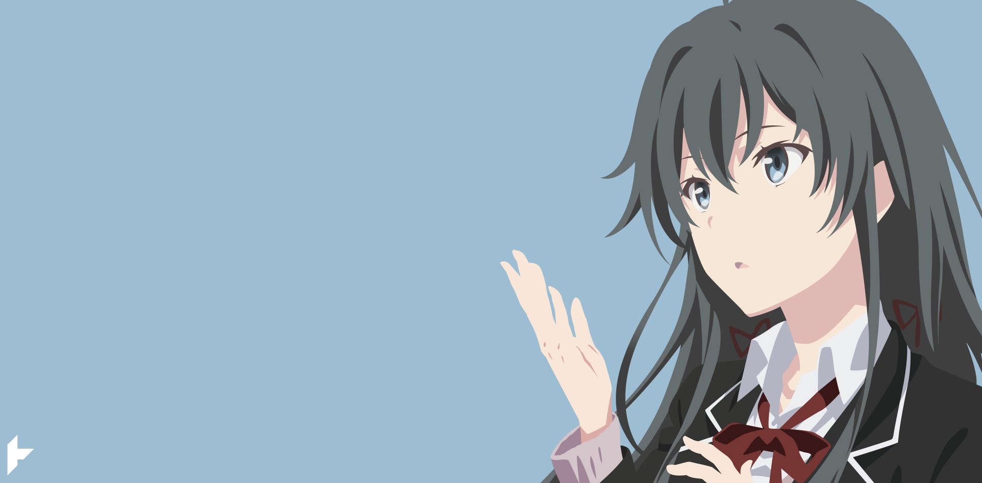 4K Ultra HD PC wallpaper featuring Yukino Yukinoshita from the anime My Teen Romantic Comedy SNAFU, depicted with a calm expression against a simple blue background.