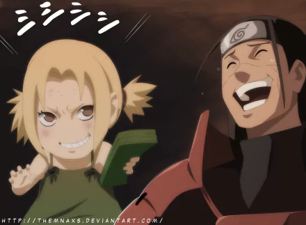 Anime HD desktop wallpaper featuring Tsunade and Hashirama Senju from Naruto, showcasing iconic Hokage characters in a vibrant Naruto-themed background.