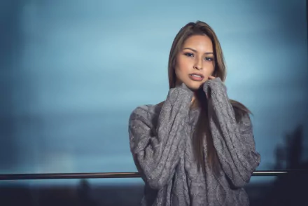 sweater brown eyes smile brunette woman model HD Desktop Wallpaper | Background Image