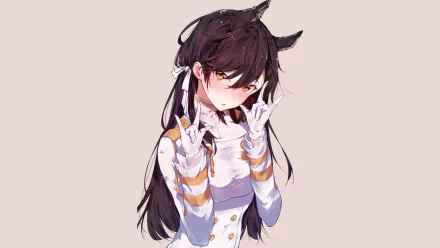 HD desktop wallpaper featuring Atago from the video game Azur Lane, with anime-style artwork showcasing her in a detailed outfit and a soft background.