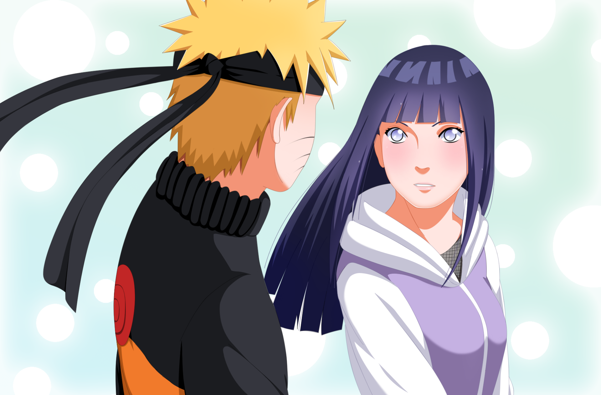 HD anime desktop wallpaper featuring Naruto Uzumaki and Hinata Hyuga from Naruto, capturing a serene moment between the iconic characters.