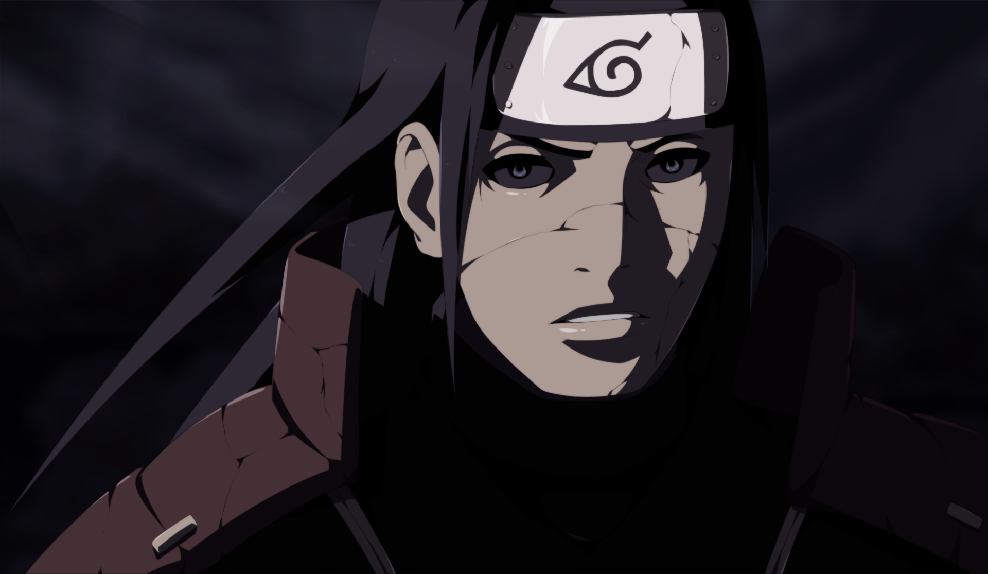 HD anime wallpaper featuring Hashirama Senju from Naruto, highlighting his determined expression against a dark background.
