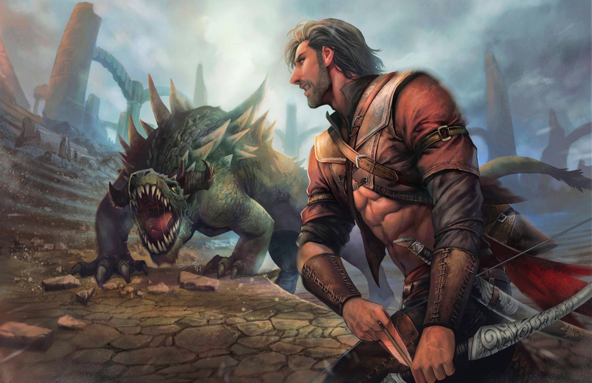 Download Creature Bow Fantasy Warrior Fantasy Warrior 4k Ultra HD Wallpaper by aenaluck