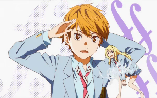 Ryota Watari Kaori Miyazono Anime Your Lie in April HD Desktop Wallpaper | Background Image