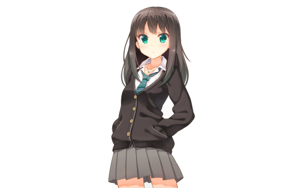 Anime The iDOLM@STER Cinderella Girls THE iDOLM@STER Rin Shibuya Black Hair School Uniform Skirt Green Eyes HD Wallpaper | Background Image