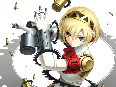 short hair blonde blue eyes Aigis (Persona) video game Persona 3 HD Desktop Wallpaper | Background Image