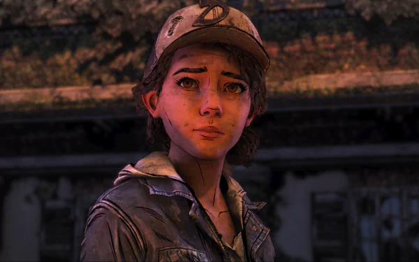 HD PC desktop wallpaper of Clementine from The Walking Dead video game, featuring a detailed close-up from The Walking Dead: The Final Season.