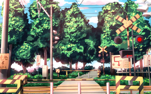 level crossing road Anime Original HD Desktop Wallpaper | Background Image