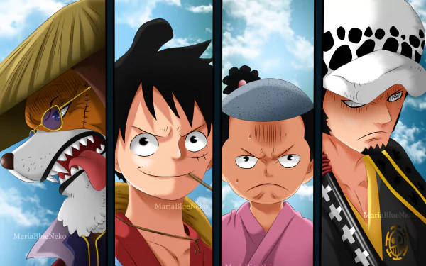 Kozuki Momonosuke Monkey D. Luffy Trafalgar Law Inuarashi (One Piece) Anime One Piece HD Desktop Wallpaper | Background Image