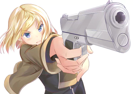 blue eyes blonde pistol gun Anime Original HD Desktop Wallpaper | Background Image