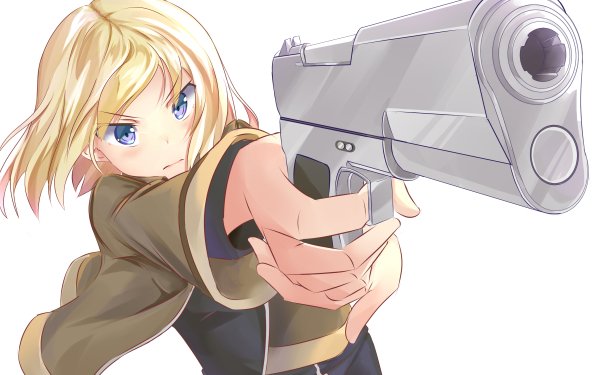 Anime Original Gun Pistol Blonde Blue Eyes HD Wallpaper | Background Image