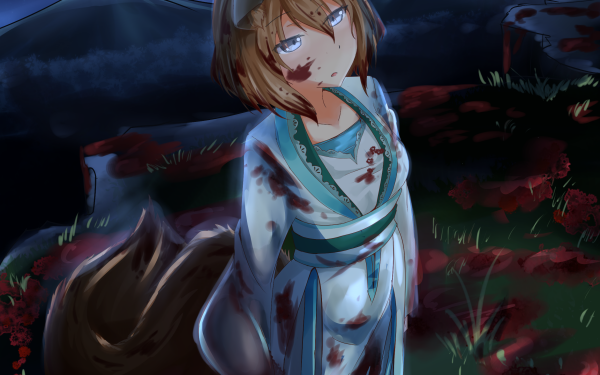 Anime Original Tail Fox Blood HD Wallpaper | Background Image