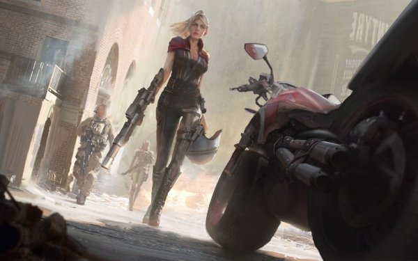 Sci Fi Women Warrior Woman Warrior Weapon Motorcycle Blonde HD Wallpaper | Background Image