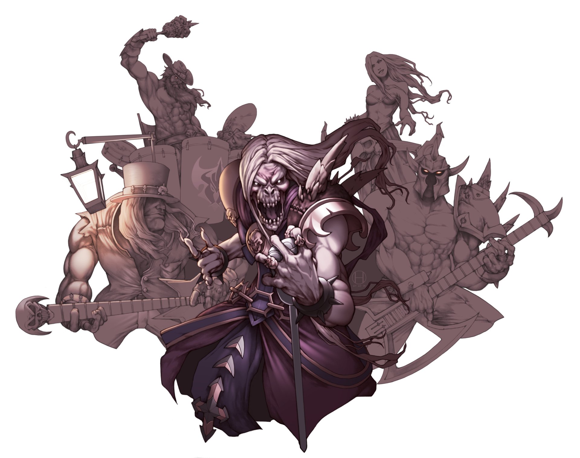 Download Pentakill (League Of Legends) Sona (League Of Legends) Yorick (League Of Legends) Olaf (League Of Legends) Mordekaiser (League Of Legends) Kayle (League Of Legends) Karthus (League Of Legends) Video Game League Of Legends 4k Ultra HD Wallpaper by Hinchel Or