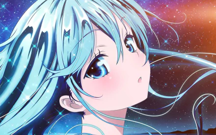 Anime-style close-up of a blue-haired, blue-eyed character from Denpa Onna to Seishun Otoko, rendered in vibrant 4K Ultra HD as a PC desktop wallpaper.