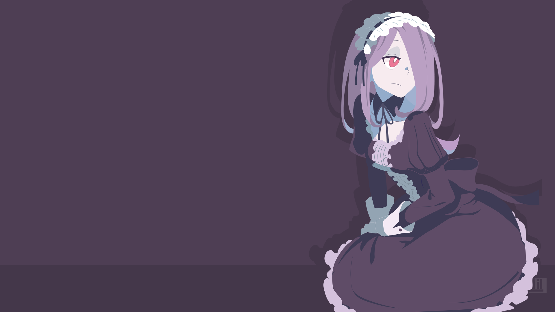 Minimalist vector artwork of Sucy Manbavaran from Little Witch Academia in anime style, rendered as a 4K Ultra HD PC desktop wallpaper and background.