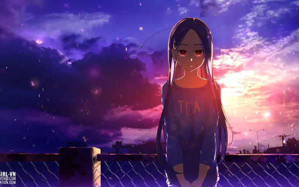town roof red eyes cloud sunset Anime Original anime sunset HD Desktop Wallpaper | Background Image
