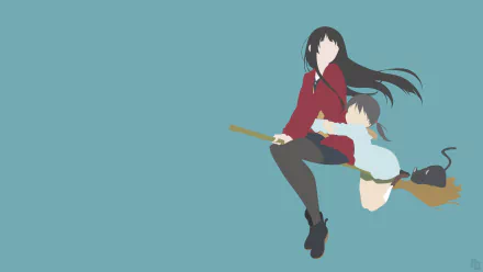 Chinatsu Kuramoto Makoto Kowata Anime Flying Witch HD Desktop Wallpaper | Background Image