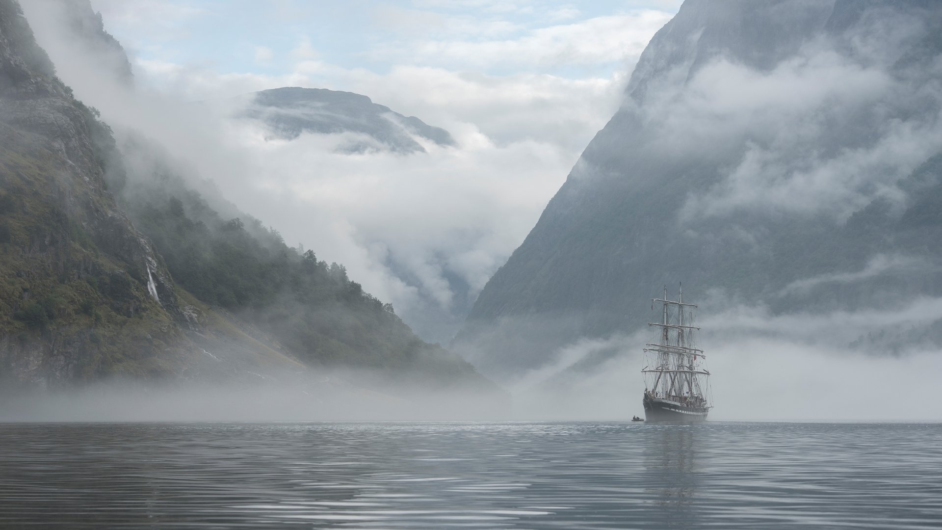 Download Norway Mountain Vehicle Ship 4k Ultra HD Wallpaper