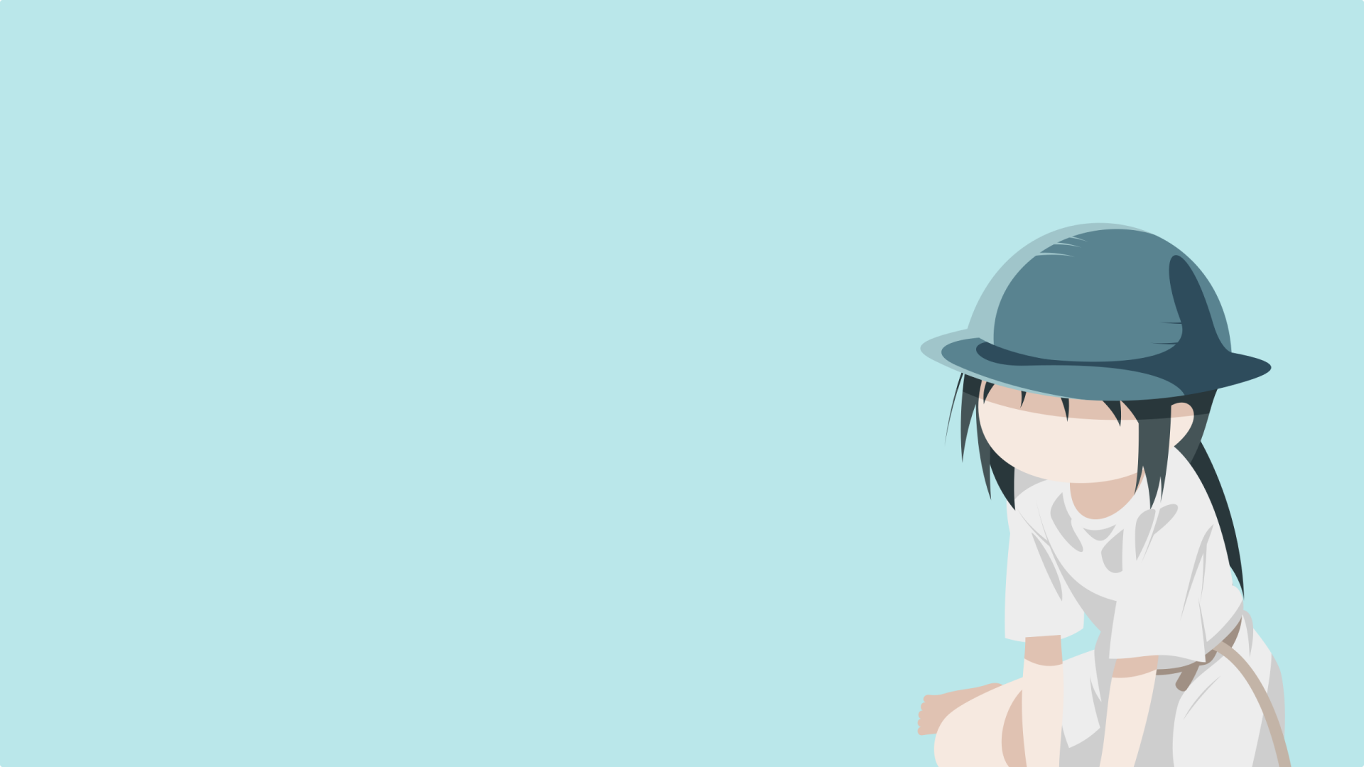 Chito (Girls' Last Tour) anime figure seated against a pale blue expanse — 2K Quad HD PC desktop wallpaper and background.
