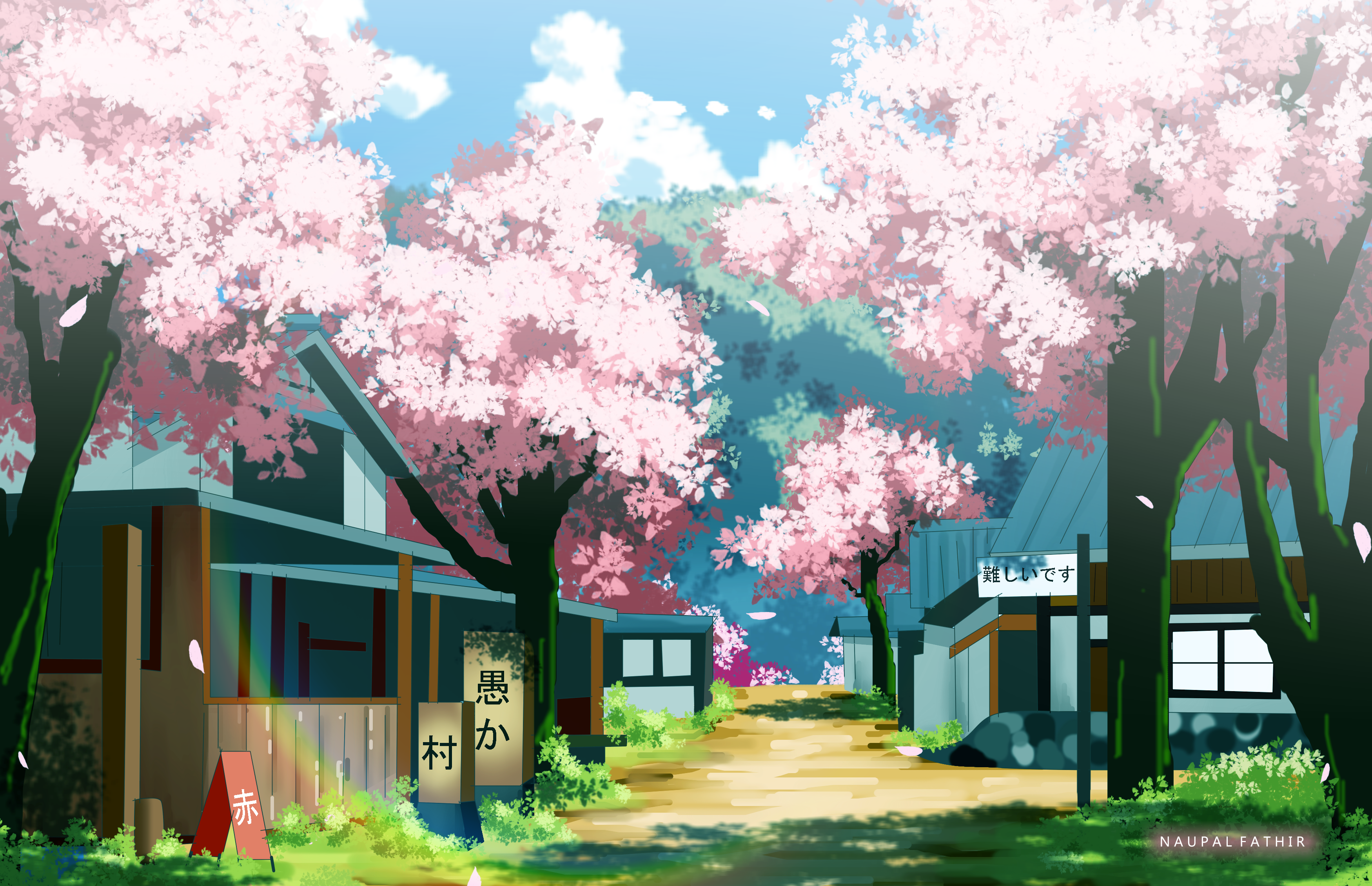 Anime Building HD Wallpaper by ナウパル