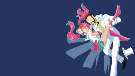Archer (TV Show) 2K Quad HD PC wallpaper: stylized Archer in a white suit dipping a pink‑haired woman against a deep blue background.